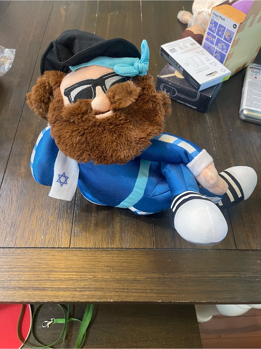 Blue-Accented Plush Bearded Boy Doll for Kids
